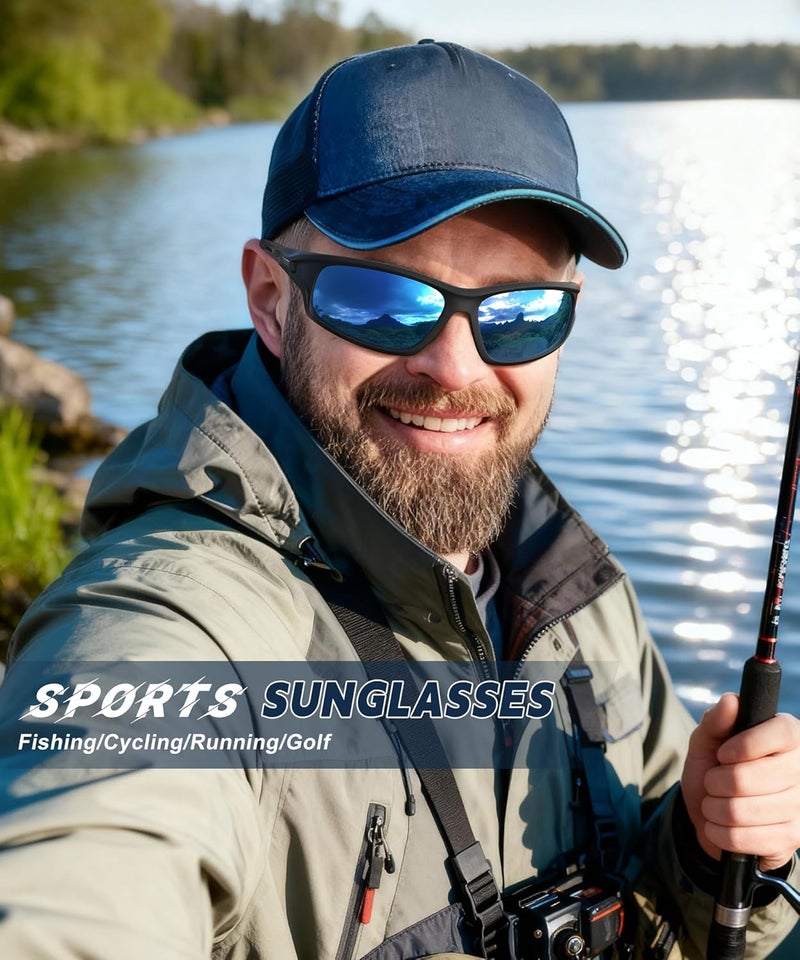 QALLY Store Polarized-Sunglasses-Men Sports Mens-Sunglasses: Sun-Glasses with UV Protection for Fishing Driving Running Cycling - Image 3